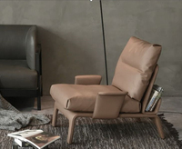 Amerikanischer Landhausstil Handgefertigter Luxus-Einzelsessel mit Liegefunktion Umweltfreundliches PU-Leder Weicher Moderner Schlafzimmer-Apartment-Wohnzimmer-Sessel