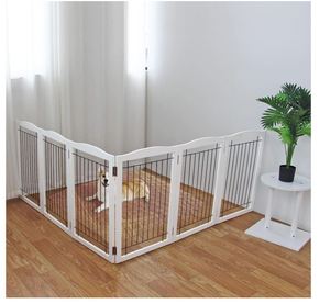 Custom Freestanding Foldable Dog <strong>Gate</strong> for House Extra Wide Wooden White <strong>Puppy</strong> <strong>Gate</strong> <strong>Stairs</strong> Dog <strong>Gates</strong> Doorways Tall Pet Fence - Product Image 2