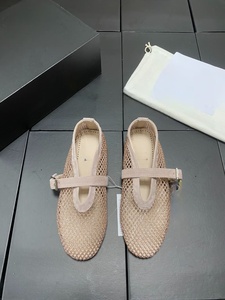 Chaussures plates de luxe ALAIAs en résille pour femmes, avec empeigne en cuir véritable ajourée et scintillante, style Mary Jane, décontractées et habillées - Product Image 4