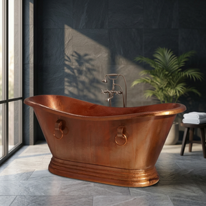 Bañera Clásica de Cobre Rectangular, Duradera, Independiente, Estilo Vintage con Patas, Artesanía India para Baño - Product Image 1