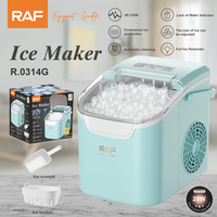 Máquina de Hielo RAF R.0314 de 95 a 120W, Cesta de 0.8L, Tamaño de Hielo Ajustable, Autolimpieza, Alertas de Escasez de Agua y Hielo Lleno, para Uso Doméstico y Bebidas