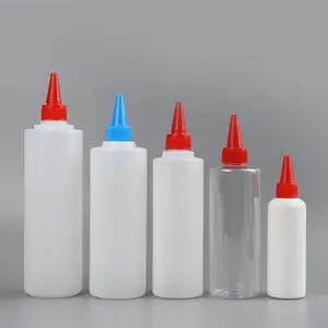 Botol plastik PE pencet, wadah Dispenser saus, botol cat dengan ujung pipa semprot