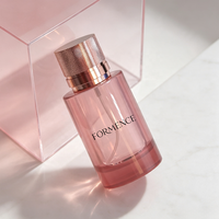 Flacon de parfum de haute qualité rose, flacon de parfum OEM 30 ml, flacon de parfum de luxe rechargeable 50 ml, flacon de parfum en verre