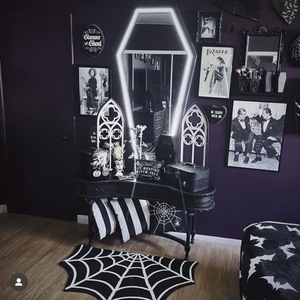 Alfombra moderna de <span class=keywords><strong>calavera</strong></span> de murciélago de calabaza de Halloween, alfombra creativa de cara aterradora flocada para el hogar, sala de estar, dormitorio, felpudos transfronterizos - Product Image 4