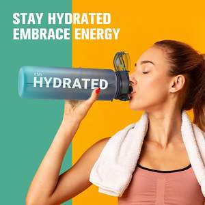 32oz प्रेरक पानी की बोतल के साथ समय मार्कर Chug ढक्कन रिसाव सबूत BPA मुक्त Tritan चौड़े मुंह कस्टम लोगो प्लास्टिक पानी की बोतल - Product Image 5