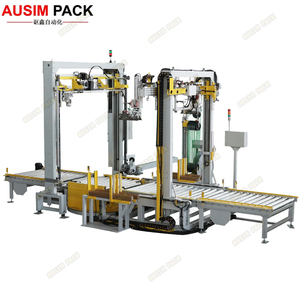 Tự động đôi mũi tên đầu Pallet máy đóng đai Top loại Báo Chí cho PP thức ăn vật nuôi hóa chất nước giải khát bơm mang động cơ bánh răng - Product Image 1