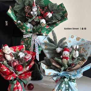 Papel de Regalo para Ramos de Flores con Diseño Navideño de 58*58cm, Papel de Envolver de Plástico Impermeable para Floristería, Novedad 2024 - Product Image 3