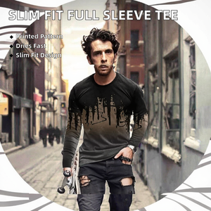 Hot Sale Slim Fit Long Knitted Round Neck Long Sleeve <b>Shirt</b> for Men Casual with Pattern Printed Sublimation - Product Image 2
