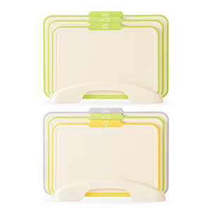 บอร์ดตัดทำจากพลาสติก3ชิ้นพร้อมชุดเขียงกันลื่นสำหรับหั่นอาหารชุดที่วางผัก - Product Image 1