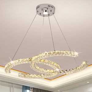Tinh thể đôi C phòng ngủ phòng khách LED ánh sáng mặt dây chuyền tinh tế sáng khách sạn nhà hàng Hội trường đèn chùm - Product Image 4