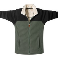 Veste à bascule ample de grande taille pour hommes, veste à manches longues enduite de camouflage pour l'extérieur, col montant et chaud pour le printemps