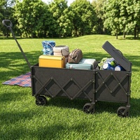 Chariot de courses pliable en métal portable pour le camping, grand cadre, barre télescopique, roues pivotantes, 95x60x66cm, chariot pour pique-nique et courts trajets