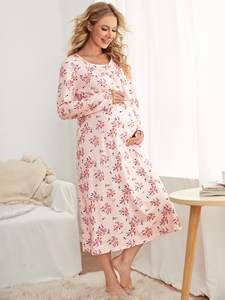 Robes de maternité à motifs floraux haut de <span class=keywords><strong>grossesse</strong></span> et d'allaitement pyjama vêtements de maternité en coton pour femmes allaitantes robe vente en gros - Product Image 6