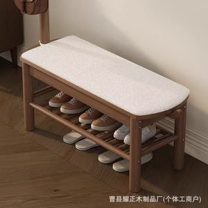 Banc à chaussures et porte-manteau intégrés en forme de cerf en bois massif pour entrée, avec rangement pour chaussures, pour usage domestique. - Product Image 4