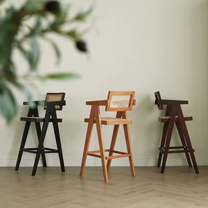 Tabouret de bar moderne avec <span class=keywords><strong>bois</strong></span> de <span class=keywords><strong>teck</strong></span> et rotin pour une utilisation en intérieur et en extérieur BC-023 - Product Image 4