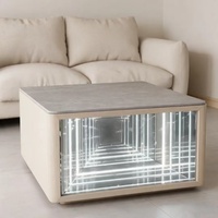 Table basse moderne de luxe en gros avec miroir LED RGB à effet infini 3D Abyss pour discothèque, bar et mobilier de salon