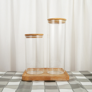Bocaux de rangement en verre modernes avec couvercles en bambou scellés, en verre transparent, étanches, sans BPA, écologiques, pour le stockage en vrac des aliments - Product Image 4