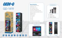 Enceinte YouTube GD-1419 > 800W, enceinte active haute puissance sur chariot avec LED RGB V5.0, chargement sans fil et micro intégré