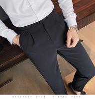 Celana Formal Pria Elegan 2026 Warna Solid dengan Saku, Kancing, untuk Pesta, Pernikahan, Bisnis, Kantor, dan Santai