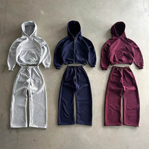 Ensemble sweat-shirt et pantalon de survêtement baggy vierges personnalisés Sweat à capuche en éponge française 100% coton Sweats à capuche coupe Boxy surdimensionnés pour hommes - Product Image 2