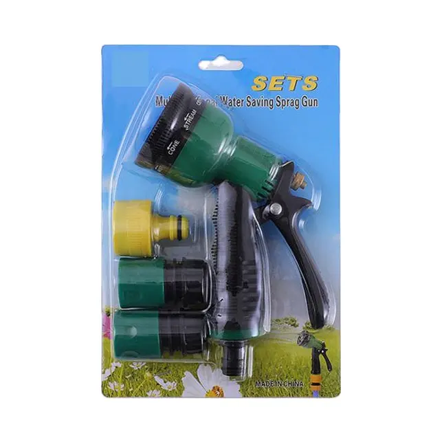 Pp Plastic 8-Functie Tuin Waterpistool Met Tap Nozzle Connector Montage Pak