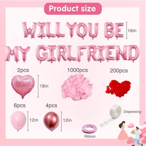 Ballon « Serai-tu ma petite amie » de 16 pouces, ballons en forme de cœur de 18 pouces, ballons en mylar avec pétales de rose artificiels, décorations pour la Saint-Valentin - Product Image 2