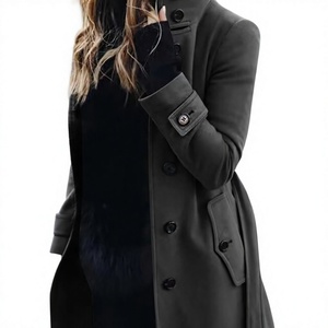 Nouvelle Collection Automne/Hiver 2023 – Manteau Slim en <span class=keywords><strong>Laine</strong></span> et Mélanges à Col Montant pour Femme – Vêtement d'extérieur - Product Image 1