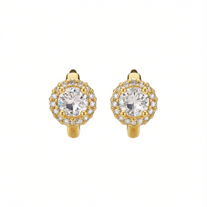 Orecchini Classici in Oro con Diamanti Naturali Taglio Brillante Rotondo, Colore Bianco G, per Uso Quotidiano Femminile E1948 - Product Image 1