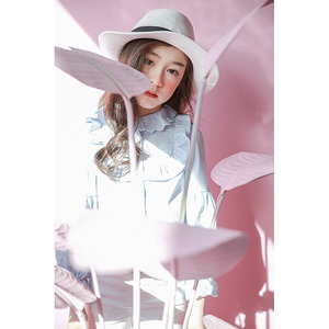 China Import Summer Girl's Fashion Plain Designer Casual Puff Sleeve Eco-Friendly Breathable <b>Polyester</b>/Cotton Shirts - Product Image 3