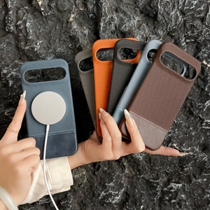 Étui de téléphone en cuir épissé antidérapant pour Google Pixel 8A 9Pro, <span class=keywords><strong>coque</strong></span> de téléphone avec charge magnétique sans fil, antichoc - Product Image 6