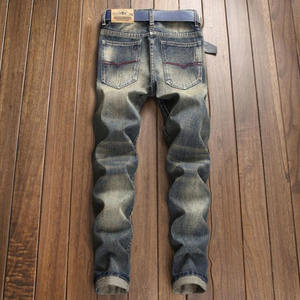 Nuovi <span class=keywords><strong>Jeans</strong></span> da Uomo Casual in Denim Taglio Dritto con Strappi Design Retrò Usurato Personalizzato Stile Mendicante di Alta Qualità Taglie Forti Pantaloni di Tendenza - Product Image 3