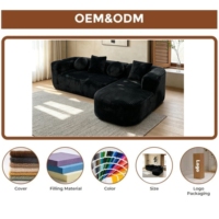 Canapé d'angle moderne en velours côtelé en forme de L avec chaise longue, compressé sous vide, pour salon et appartement, vente en gros