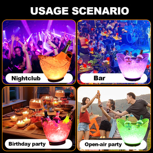 Discothèque Party Seaux à glace en bouteille de <span class=keywords><strong>champagne</strong></span> à double poignée pour les fêtes Seau à glace à vin léger multicolore en plastique transparent - Product Image 5