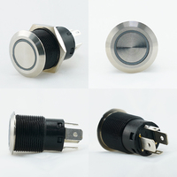 Amomd 12V IP67 Interrupteur étanche en acier inoxydable Bornes rapides Bouton poussoir rouge Démarrage 20A Courant max 1NO1NC Statut de la bague