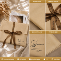 Pochette enveloppe en velours kaki imprimée avec logo personnalisé pour vêtements, sac de rangement haut de gamme en suède pour extensions capillaires et perruques