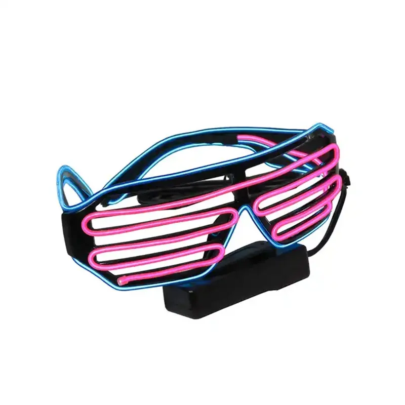 2AA Battery Multicolor EL Wire Neon Glow Glasses Flashing LED Shutter Sunglasses