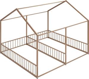 Dos Camas Compartidas, Estructura de Cama de Madera <span class=keywords><strong>con</strong></span> Barandillas para Niños, Niñas y Niños - Product Image 5