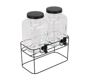 Distributeur en verre Lot de 2 avec support et infuseur 3.5 litre 1 gallen Juice Beverage Server - Product Image 2