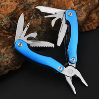 Pince multifonction pliable en acier inoxydable avec poignée en aluminium anodisé multicolore, outil de survie et de camping