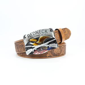 Kaidi 크로스 보더 웨스턴 데님 벨트, 독수리 권총, 대형 플레이트 입, 레트로 남성 및 여성용 양각 PU, 틈새 펑크 가죽 - Product Image 1