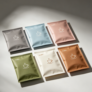 Sachets d'emballage portables vierges personnalisés, blancs, pour café 10g, en aluminium mat, sans valve ni fermeture éclair, pour mini-café filtre - Product Image 3