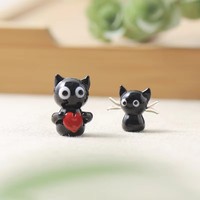 Figura Decorativa de Gatito Negro Hecha a Mano con Técnica de Incrustación de Alambre, Linda Decoración de Vidrio para Escritorio o Dormitorio, Regalo