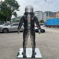 Sculpture en acier inoxydable anti-rouille, minimaliste, abstraite, en forme de coupe creuse, effet miroir, OEM