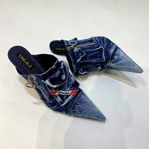 รองเท้าแต่งตัวMake-<span class=keywords><strong>old</strong></span> Denimครึ่งรองเท้าแตะผู้หญิงPointed ToeสูงStilettoรองเท้าส้นสูงสุภาพสตรีฤดูร้อนกระเป๋าDesigner Slip-Onรองเท้าแตะ - Product Image 4