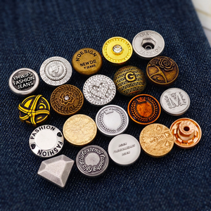 Custom Metal Jeans <b>Buttons</b> Round Embossed Logo Nickel-Free Fashion Denim <b>Button</b> Studs for Jacket Clothing - Product Image 1