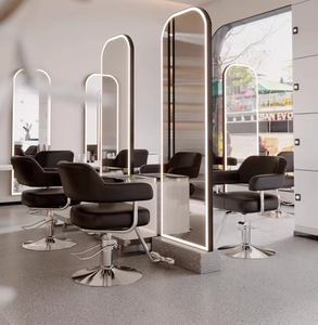 Silla <span class=keywords><strong>de</strong></span> Barbero <span class=keywords><strong>de</strong></span> Cuero Sintético <span class=keywords><strong>de</strong></span> Lujo, con Marco Metálico y Altura Ajustable, Sillas <span class=keywords><strong>de</strong></span> Espera para Clientes - Product Image 5