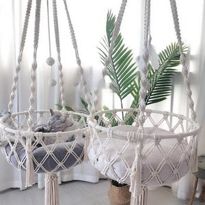 QJMAX tricoté à la main en macramé <span class=keywords><strong>chat</strong></span> hamac balançoire pour dormir et jouer <span class=keywords><strong>lit</strong></span> pour animaux de compagnie - Product Image 5