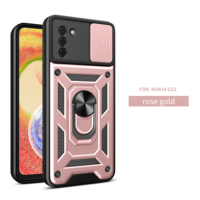 Étui pour téléphone Nokia C110/NOKIA G22/G400/G21/G11/G10/G20 Armure antichoc Anneau métallique Béquille Fenêtre coulissante Objectif