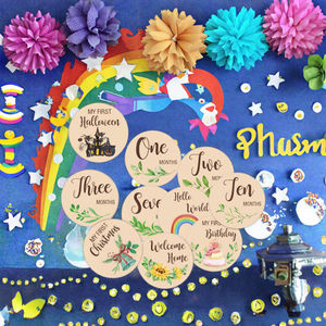 Personnalisable en bois bébé mensuel jalon carte calendrier fête Animal Photo Prop bébé mois souvenir, signe de <span class=keywords><strong>naissance</strong></span> en bois - Product Image 3