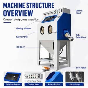 Machine de sablage pour le débavurage, le nettoyage et l'élimination de la rouille des métaux, cabine de sablage pour petites pièces - Product Image 3